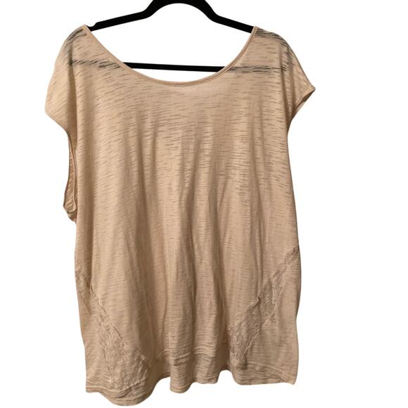 Derek boho neutral cream top v-neck lace panels flutter sleeve soft plus size 3X - Picture 1 of 5